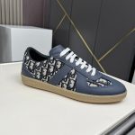 Dior Sneakers Blue Silk Top-Grain Cowhide Pu Outsole Tpu Autumn