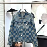 Louis Vuitton Pants Red Genuine Leather Twill Jacquard Denim Pattern Patch