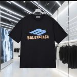 Balenciaga Short-Sleeved T-Shirt Ash Color Blocking 3D Logo