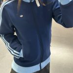 Adidas Coat Blue Jacquard Autumn Winter Early Metal Logo