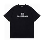 Balenciaga Short-Sleeved T-Shirt Ash Cotton Pure Ribbed Fabric Embroidery