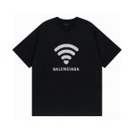 Balenciaga Short-Sleeved T-Shirt Ash Ribbed Fabric Embroidery