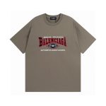 Balenciaga Short-Sleeved T-Shirt Red Cotton Pure Ribbed Fabric Embroidery