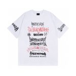 Balenciaga Short-Sleeved T-Shirt Ash Cotton Pure Ribbed Fabric Embroidery