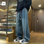 Chrome Hearts Jeans Red Denim Distressed Retro Blue