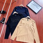 Boss Long-Sleeved T-Shirt Red Cotton Pure Simple And Versatile Autumn Winter Embroidery Heavy