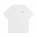 Dior Short-Sleeved T-Shirt Red Cotton Pure Jacquard Ribbed Fabric Neckline Stitching Embroidery