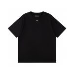 Prada Short-Sleeved T-Shirt Lime Cotton Pure Ribbed Fabric Neckline Stitching Embroidery