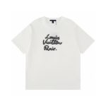 Louis Vuitton Short-Sleeved T-Shirt Lime Cotton Pure Ribbed Fabric Neckline Stitching Embroidery
