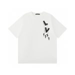 Louis Vuitton Short-Sleeved T-Shirt Lime Cotton Pure Ribbed Fabric Neckline Stitching Embroidery