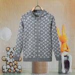 Louis Vuitton Cardigan Ash Wool Cashmere Blend Jacquard Pattern