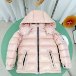 Moncler Down Jacket Pink Duck Nylon Fabric Slim Fit