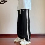 Nike Casual Pants Red Spring Autumn Slimming Cut Side Stripes
