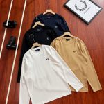 Fred Perry Long-Sleeved Shirt Red Cotton Pure Soft Simple And Versatile Autumn Winter