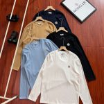 Moncler Long-Sleeved Shirt Blue Cotton Pure Soft Simple And Versatile Autumn Winter