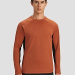 Descente Long-Sleeved Shirts Orange Nylon Fleece Fabric Quick-Drying Spring Autumn Winter