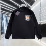 Louis Vuitton Long-Sleeved T-Shirt Ash Cotton Pure Lace Leather Patch
