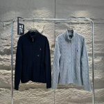 Ralph Lauren Overcoat Red Cotton Wool Blend Cable Knit Easy To Match Retro Preppy Style Spring Autumn Winter And