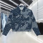 Louis Vuitton Outerwear Red Jacquard Denim Pattern Slim Fit
