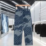 Louis Vuitton Trousers Red Jacquard Pattern Slim Fit