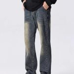 Balenciaga Pants Red Genuine Leather Denim Retro Blue Patch