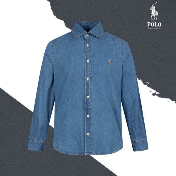 Ralph Lauren Shirt Red Cotton Jacquard Denim