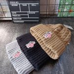 Moncler Hats Black Wool Cable Knit Winter