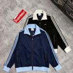 Adidas Coat Blue Jacquard Autumn Winter Early Metal Logo