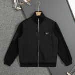 Prada Outerwear Black Cotton Pure Woven Fabric Autumn Early Patch