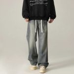 Balenciaga Trousers Blue Cotton Pure Denim Running Outdoor Workwear Environmentally Friendly Dyeing Double Needle Stitching Side Pockets
