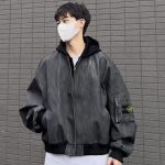 Stone Island Jacket Red Cotton Pu Leather Soft And Smooth Sophistication Environmentally Friendly Dyeing