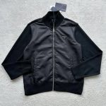Prada Coat Red Wool Jacquard Knitted Fabric Patch