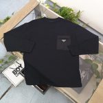 Prada Long-Sleeved T-Shirt Red Cotton Pure Easy To Match Simple Design Autumn Winter