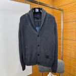 Louis Vuitton Cardigan Ash Wool Cashmere Top-Grain Cowhide