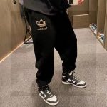 Adidas Sweatpants Black Cotton Fleece Simple Design Street Style Autumn