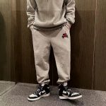 Nike Sweatpants Black Cotton Fleece Simple Design Street Style