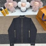 Louis Vuitton Coat Red Cotton Soft Wool Nylon Spandex Jacquard Elegant Style Side Pockets