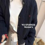 Ralph Lauren Outerwear Red Lady Silk Cable Knit Autumn