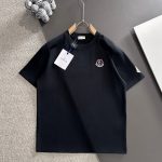 Moncler Short Sleeves Black Cotton Pure Wool Spring Autumn Embroidery