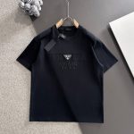 Prada Short Sleeves Black Cotton Pure Spring Autumn Embroidery