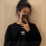 Adidas Hoodie Black Cotton Fleece Autumn