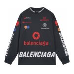 Balenciaga Long-Sleeved Red Cotton Ribbed Fabric Embroidery