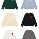 Ami Sweater Red Cotton Wool Blend Polyester Jacquard