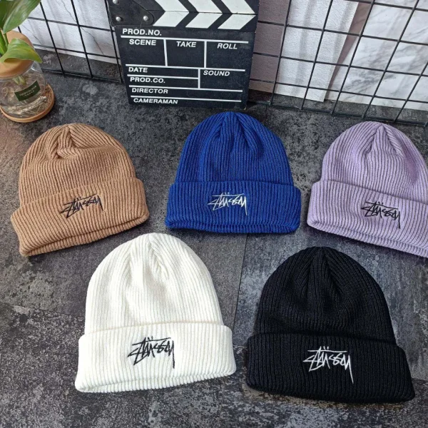 Stussy Wool Hat Red Knitted Fabric Autumn Winter