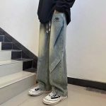 Balenciaga Pants Red Denim Running Retro Blue Spring Autumn Winter Environmentally Friendly Dyeing