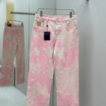Louis Vuitton Jeans Red Cotton Twill Suede Denim Spring Summer Enzyme Washing