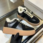 Margiela Athletic Shoes Red Genuine Leather Sheepskin Cowhide Patchwork Rubber Patch