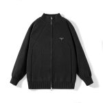 Prada Coats Red Wool Blend Genuine Leather Autumn Winter And