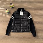 Moncler Down Jacket Red Wool Duck Elegant Black Winter Side Pockets