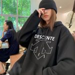 Descente Hoodie Red Cotton Fleece Fabric